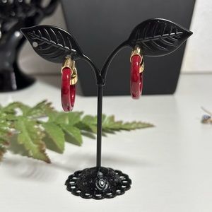 Red Acetate Acrylic Hoop Earrings
